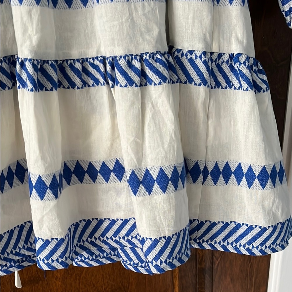 Blue and White Patterned Wrap Dress - Picture 5 of 5